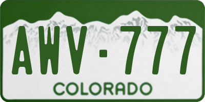 CO license plate AWV777