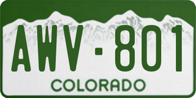 CO license plate AWV801