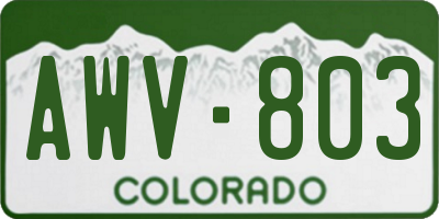 CO license plate AWV803