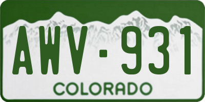 CO license plate AWV931
