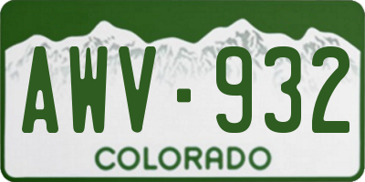 CO license plate AWV932