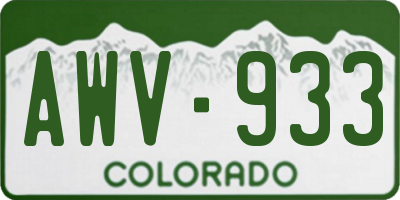 CO license plate AWV933