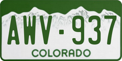 CO license plate AWV937