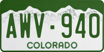 CO license plate AWV940