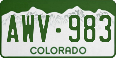 CO license plate AWV983