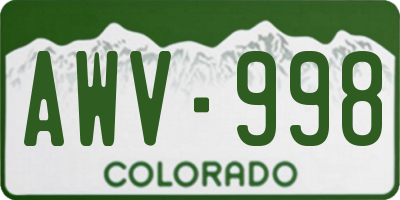 CO license plate AWV998