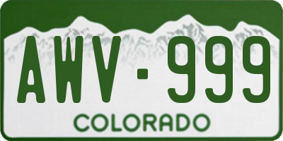 CO license plate AWV999