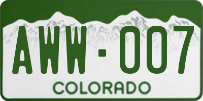 CO license plate AWW007
