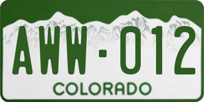 CO license plate AWW012