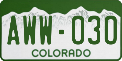 CO license plate AWW030