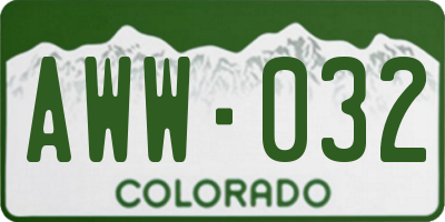 CO license plate AWW032