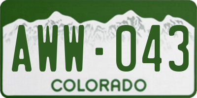 CO license plate AWW043