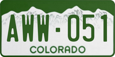 CO license plate AWW051