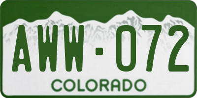 CO license plate AWW072