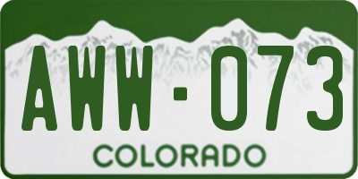 CO license plate AWW073