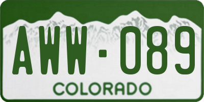 CO license plate AWW089