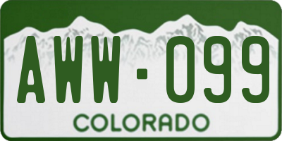 CO license plate AWW099