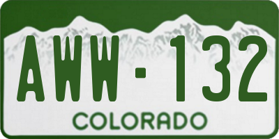 CO license plate AWW132