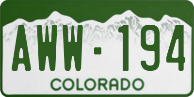 CO license plate AWW194