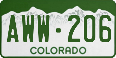CO license plate AWW206