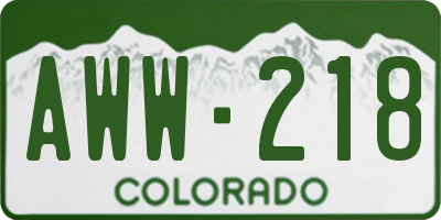 CO license plate AWW218