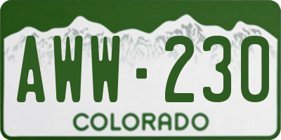 CO license plate AWW230