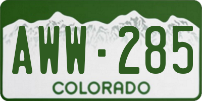 CO license plate AWW285
