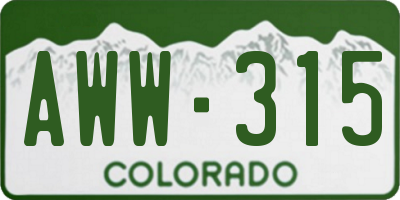 CO license plate AWW315