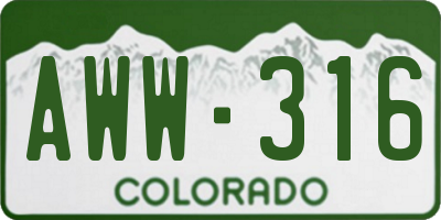 CO license plate AWW316