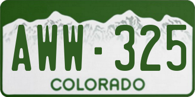 CO license plate AWW325