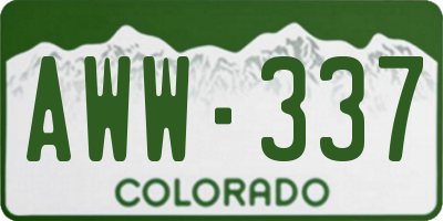 CO license plate AWW337