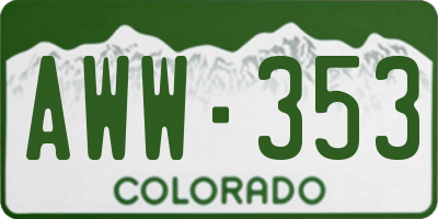 CO license plate AWW353
