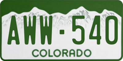 CO license plate AWW540