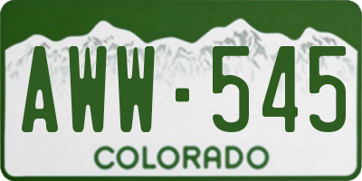 CO license plate AWW545