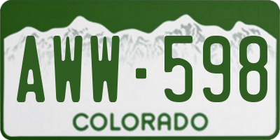 CO license plate AWW598