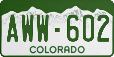 CO license plate AWW602