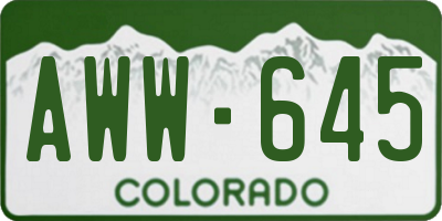 CO license plate AWW645