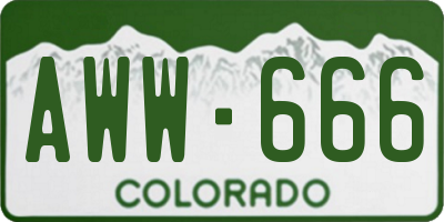 CO license plate AWW666