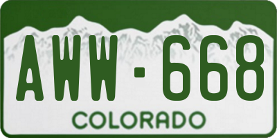 CO license plate AWW668
