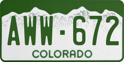 CO license plate AWW672