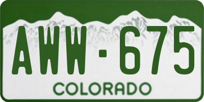 CO license plate AWW675