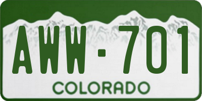 CO license plate AWW701
