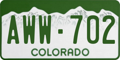 CO license plate AWW702