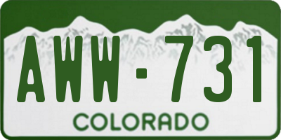 CO license plate AWW731