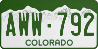 CO license plate AWW792