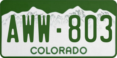 CO license plate AWW803