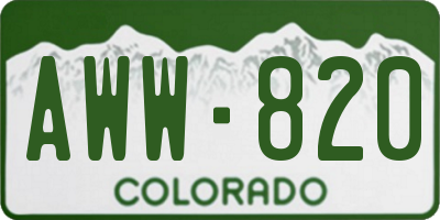 CO license plate AWW820
