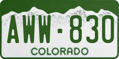 CO license plate AWW830