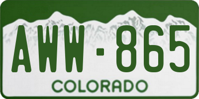 CO license plate AWW865
