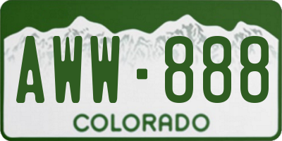 CO license plate AWW888